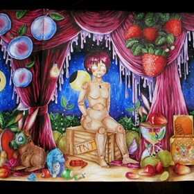 Акварельно-карандашное: Триптих "Кукольное"